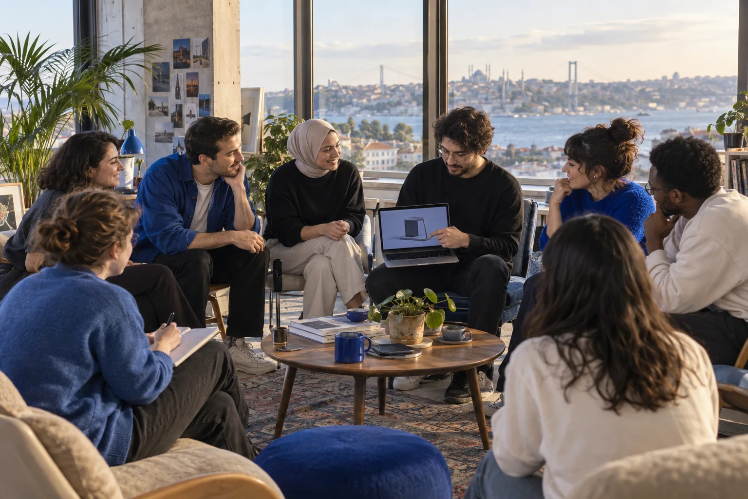 Attendees chatting at a technology community meetup